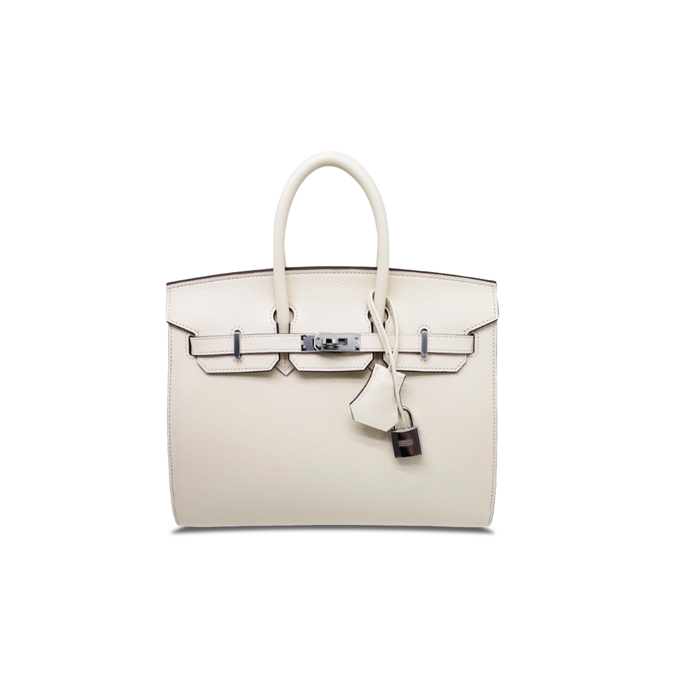 HERMES MASTER BIRKIN 25 EPSOM LEATHER CREAM WHITE SILVER BUCKLE HANDBAG 24062877 (25*20*13cm)